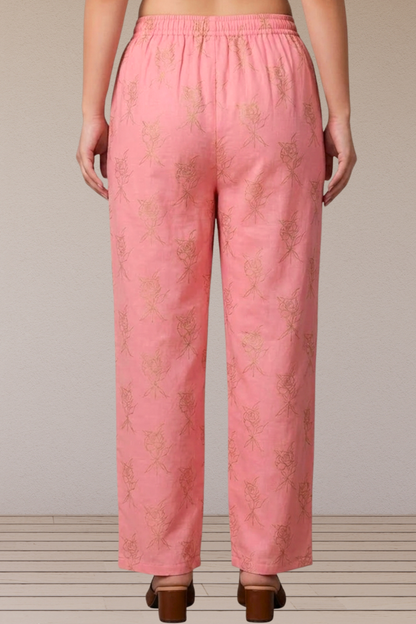 Baby Pink Foiled Metallic Pants