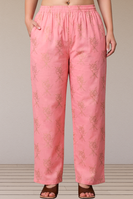 Baby Pink Foil Printed Palazzo