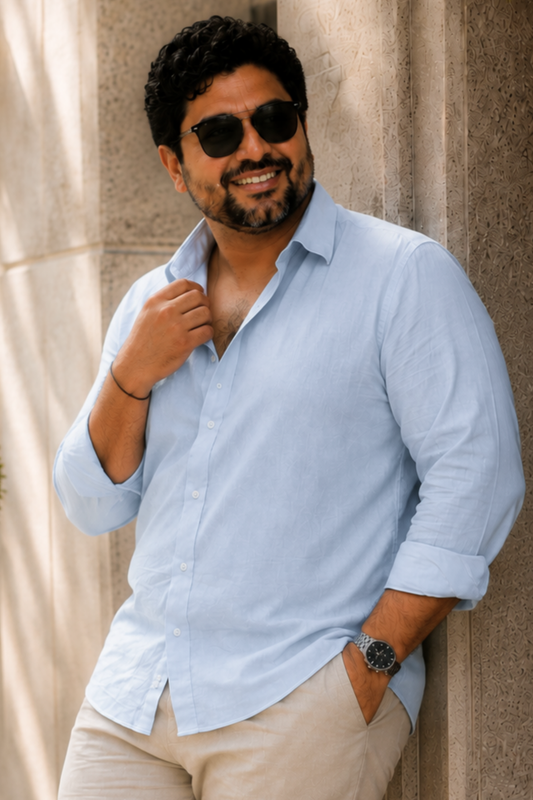 Sky Blue Poplin Cotton Shirt