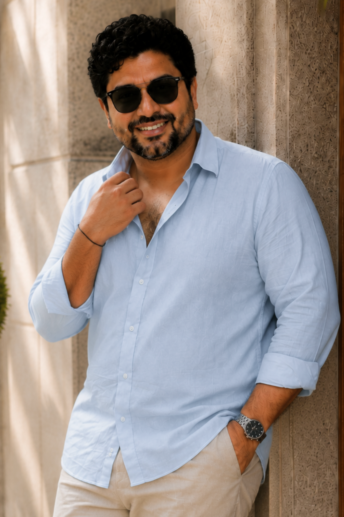 Sky Blue Poplin Cotton Shirt