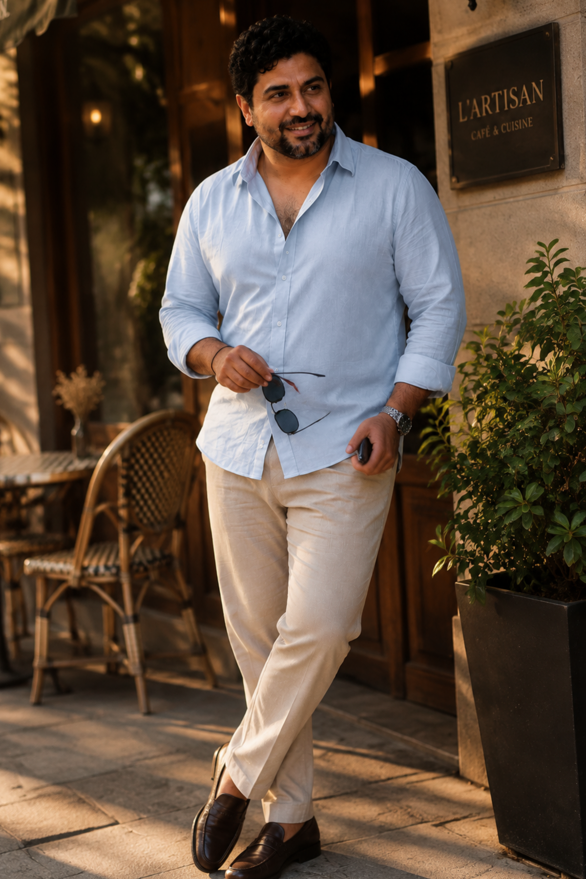 Sky Blue Poplin Cotton Shirt