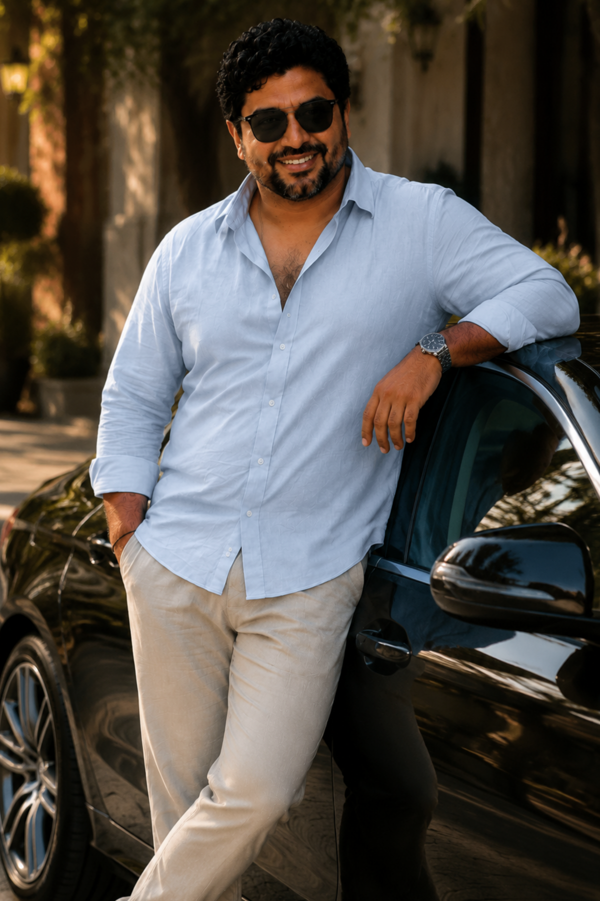 Sky Blue Poplin Cotton Shirt