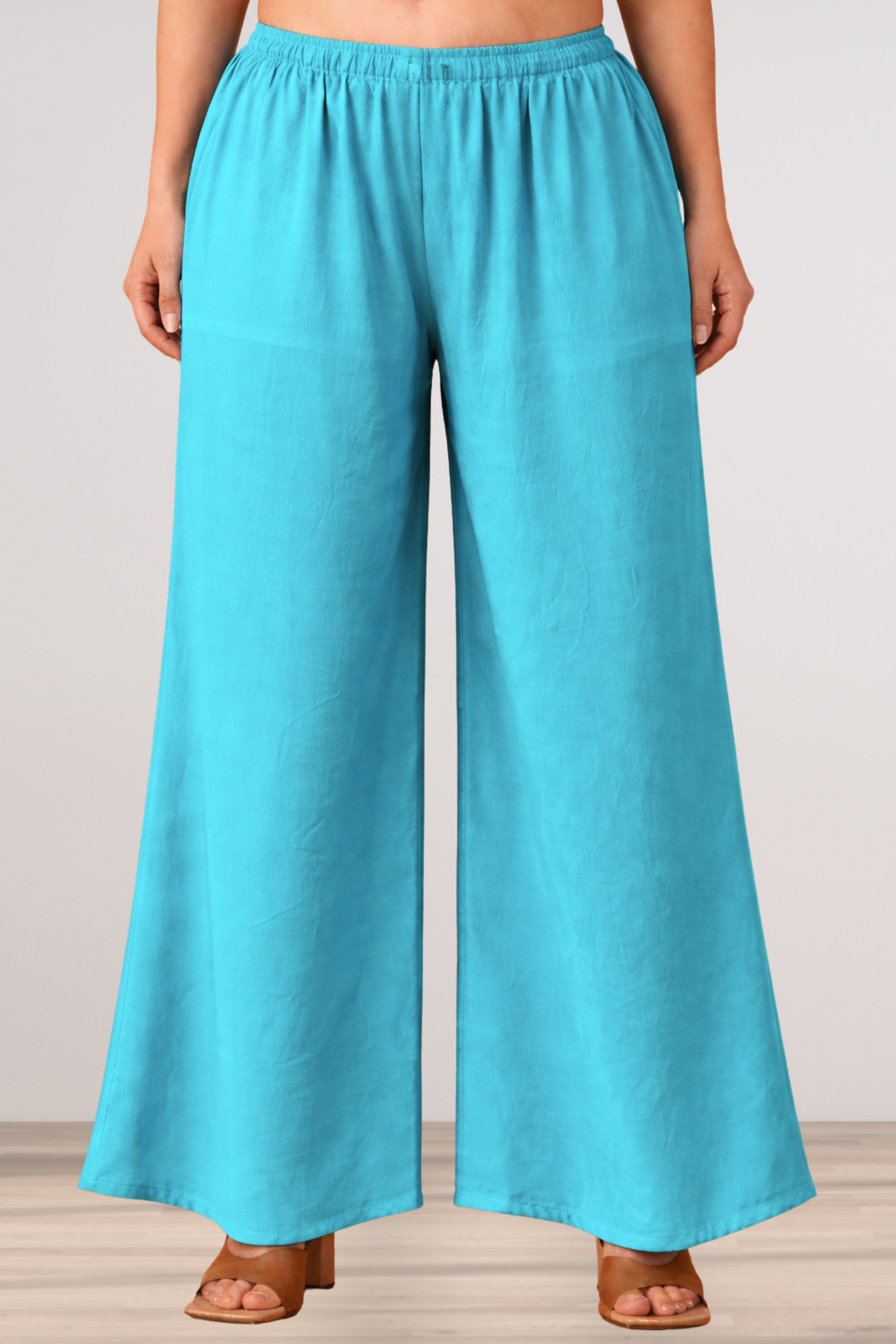 Sky Blue Rayon Loose Palazzo