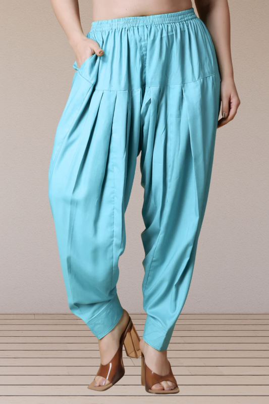 Sky Blue Rayon Pleated Salwar