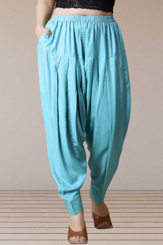 Sky Blue Rayon Pleated Salwar