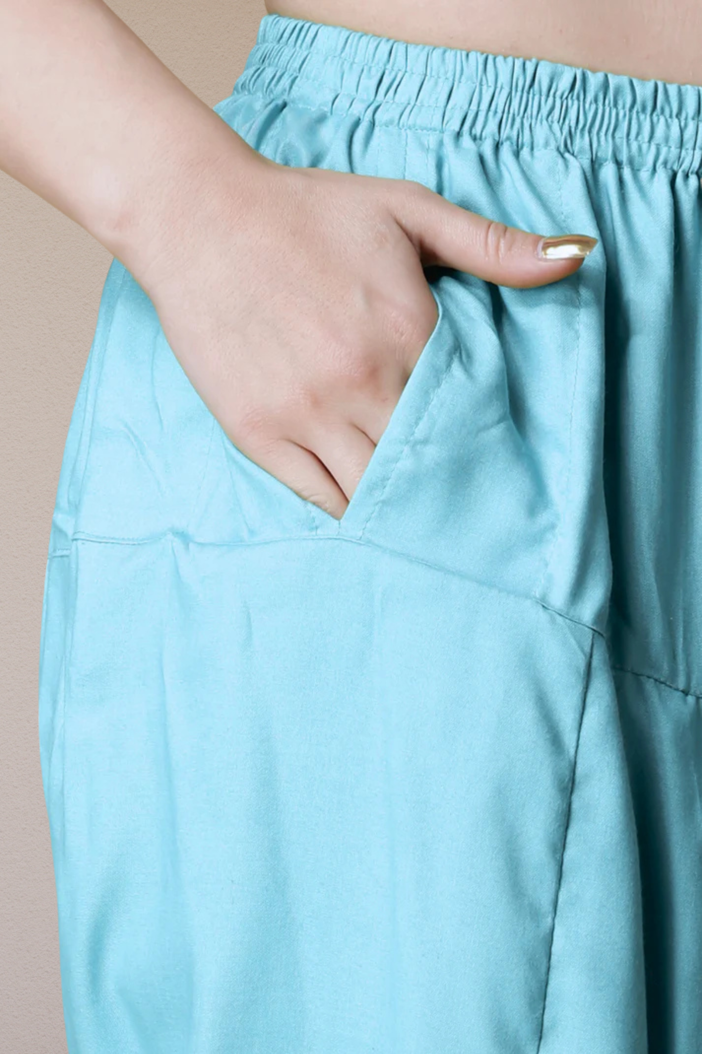 Sky Blue Rayon Pleated Salwar