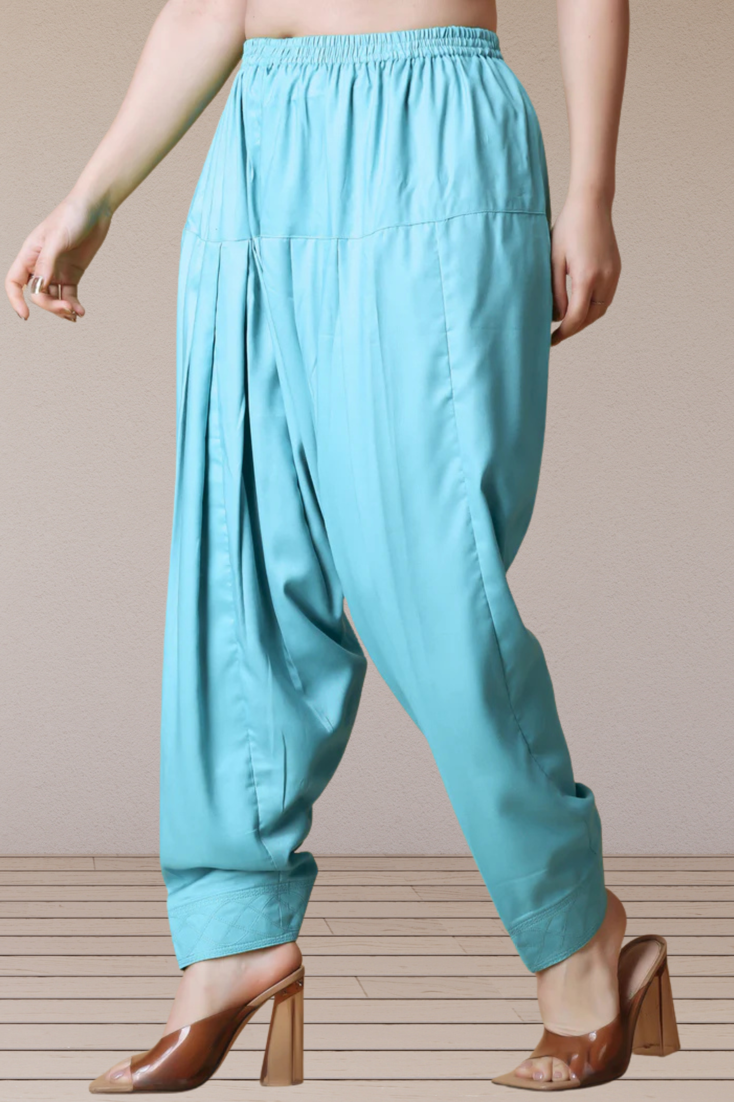 Sky Blue Rayon Pleated Salwar