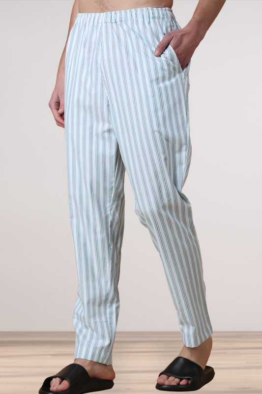 Sky Blue Striped Cotton Pajama