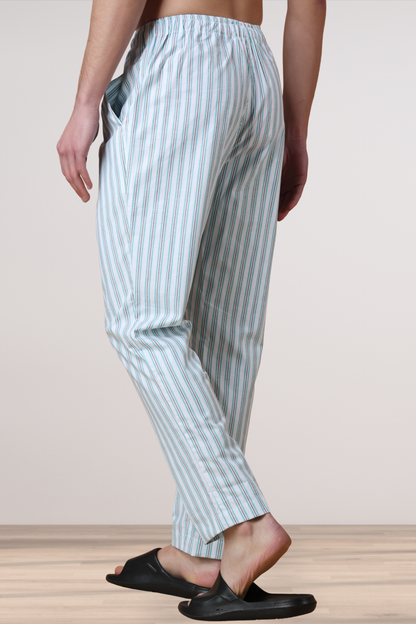 Sky Blue Striped Cotton Pajama