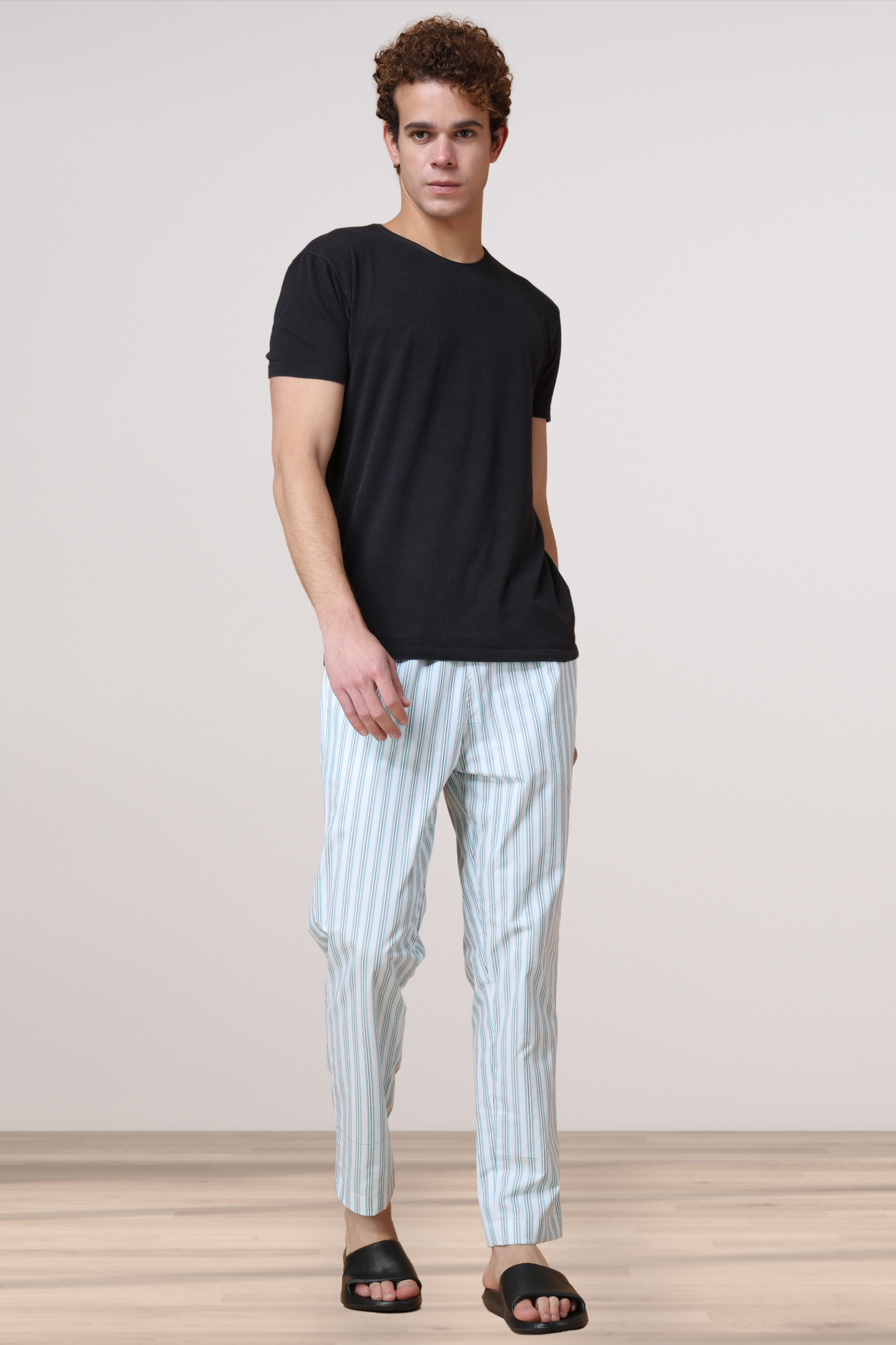 Sky Blue Striped Cotton Pajama