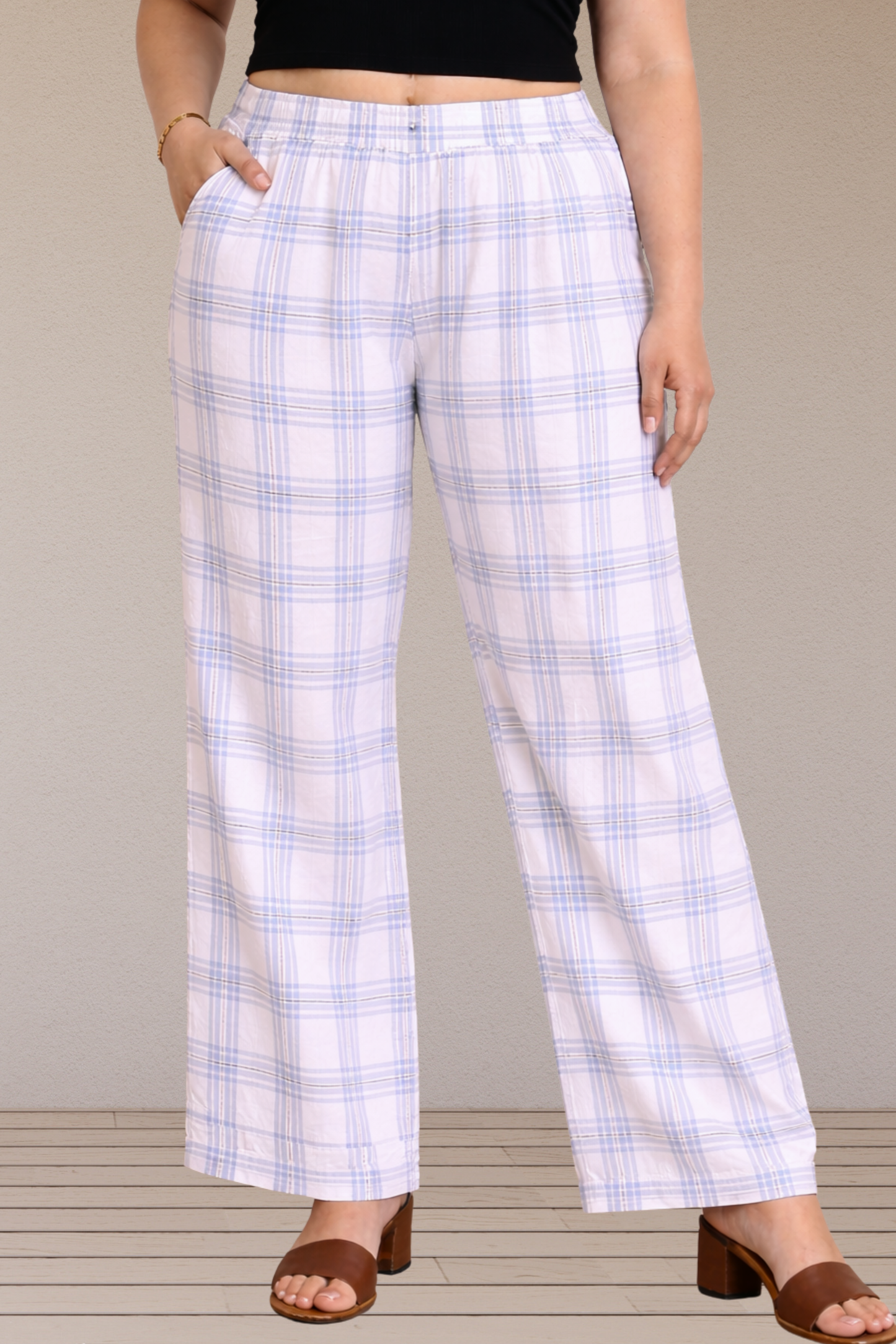 Sky Check Cotton Pajama Pant