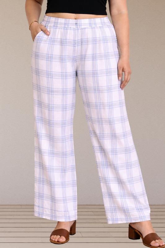 Sky Check Cotton Pajama Pant