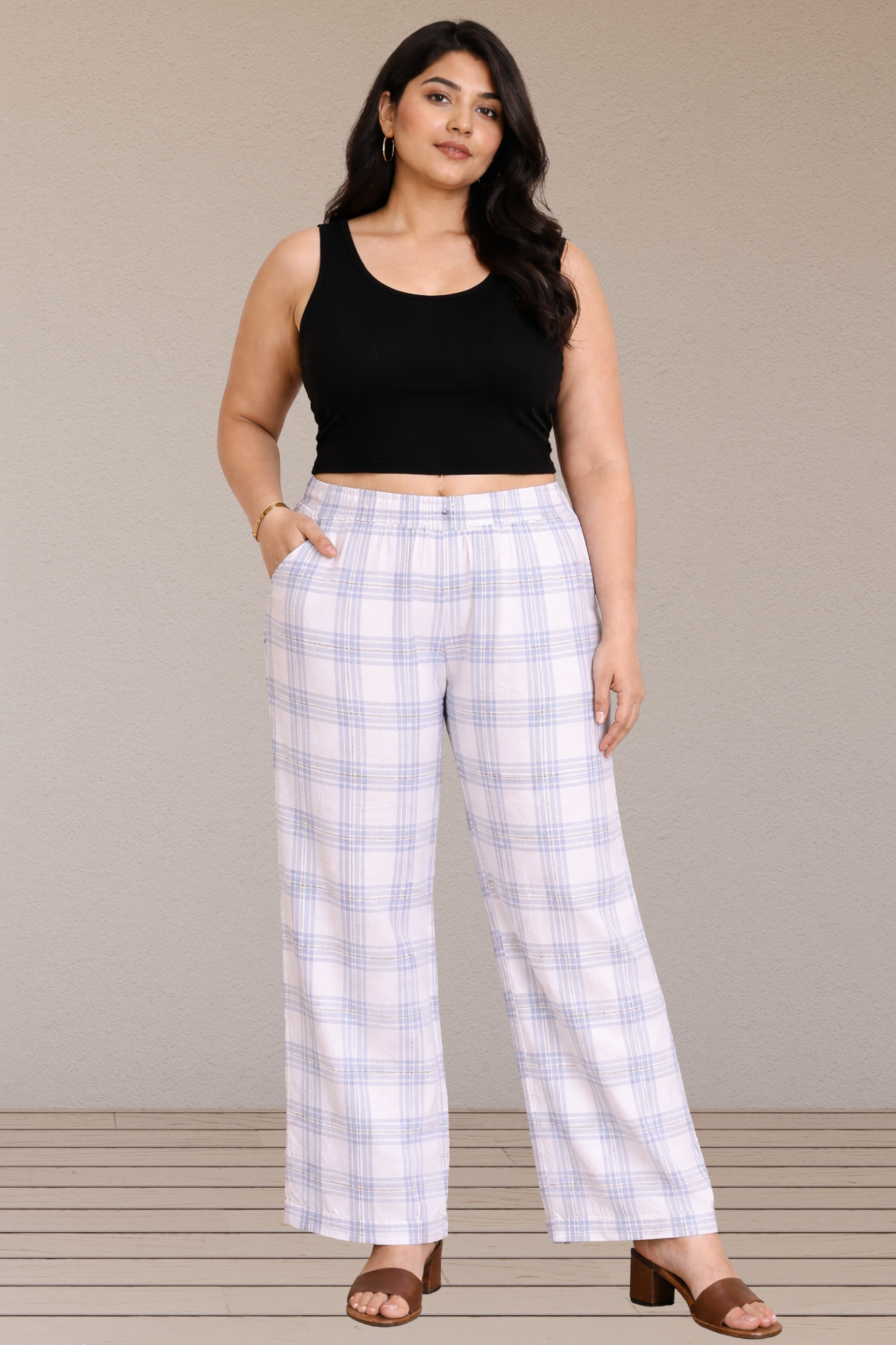 Sky Check Cotton Pajama Pant