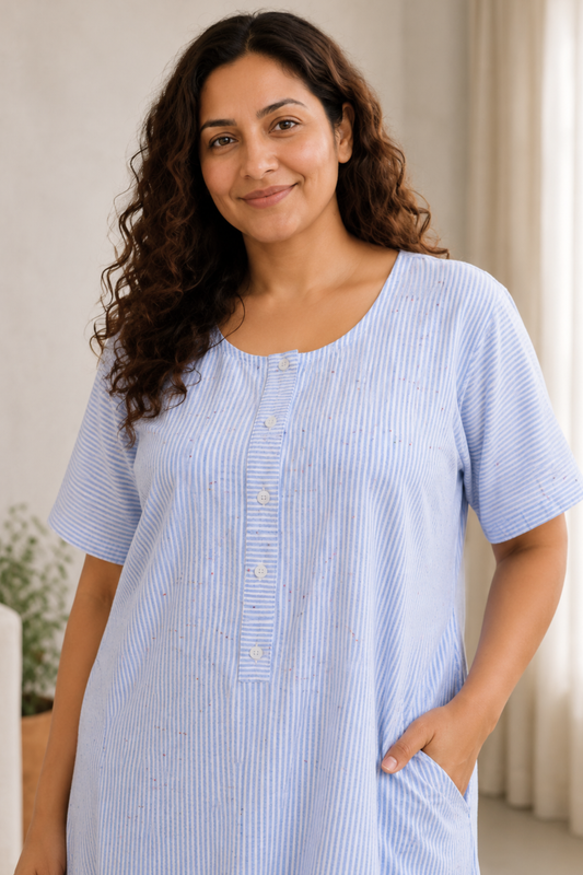 Sky Whisper Striped Night Gown