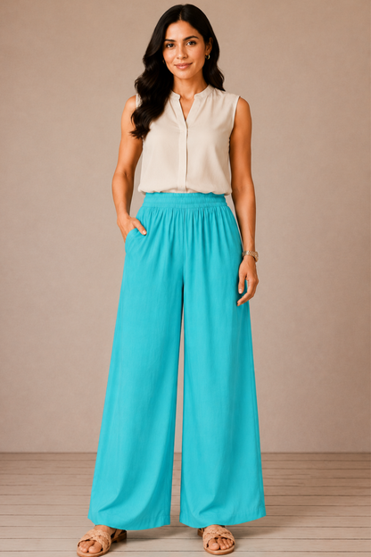 Sky Blue Flared Palazzo Pant
