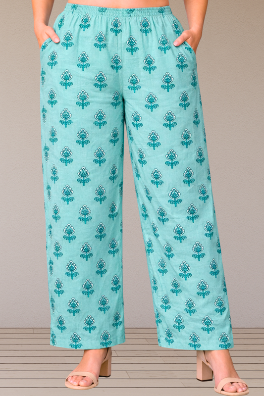Sky Printed Cotton Palazzo