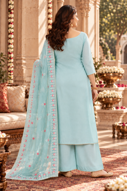 Sky Sequin Organza Suit Set