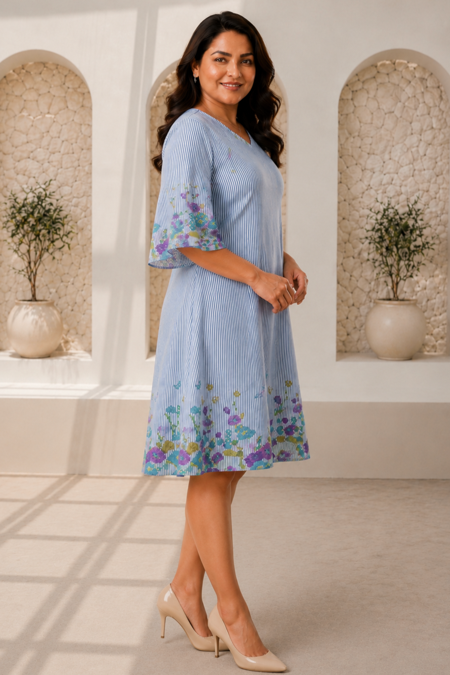 Skyline Blossoms Cotton Dress
