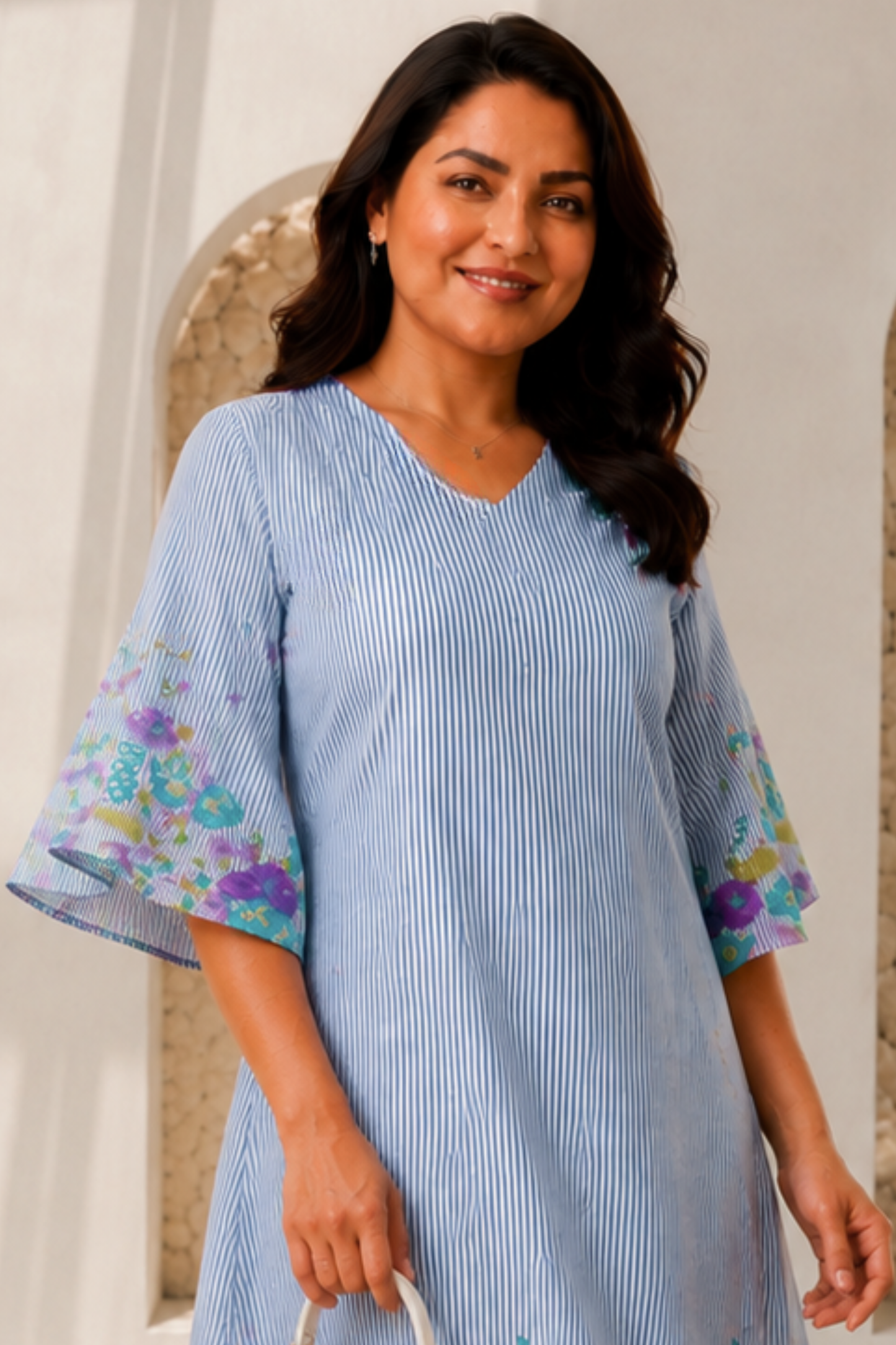 Skyline Blossoms Cotton Dress