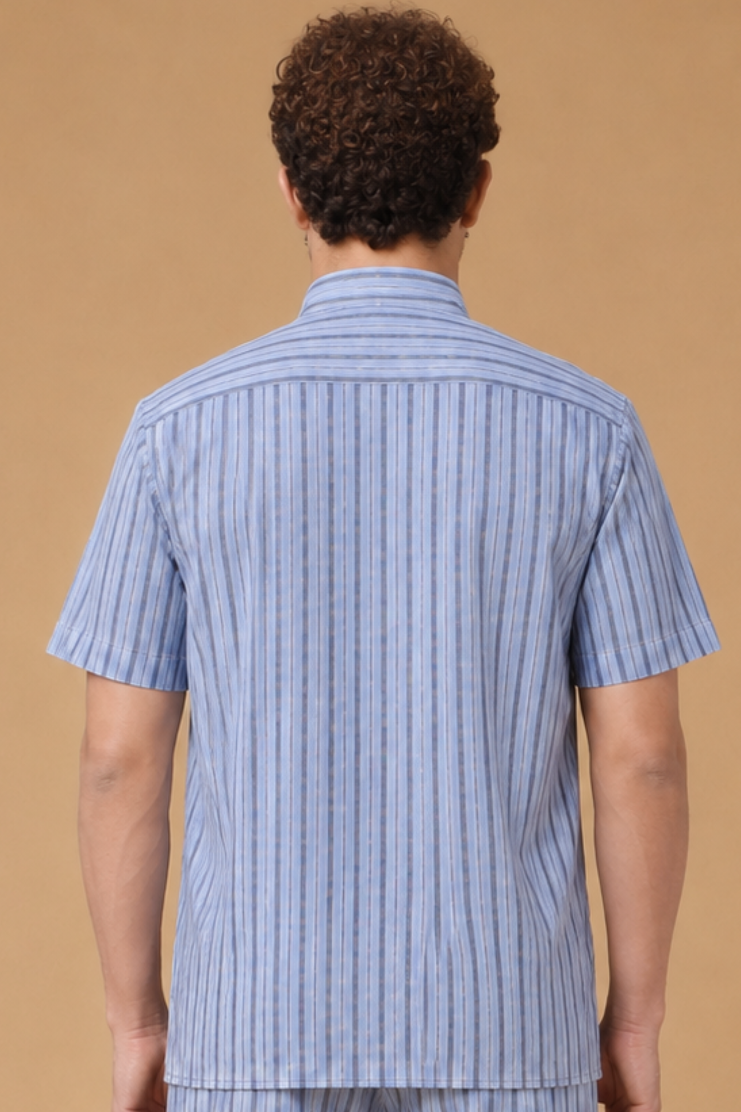Skyline Stripe Cotton Mandarin Shirt