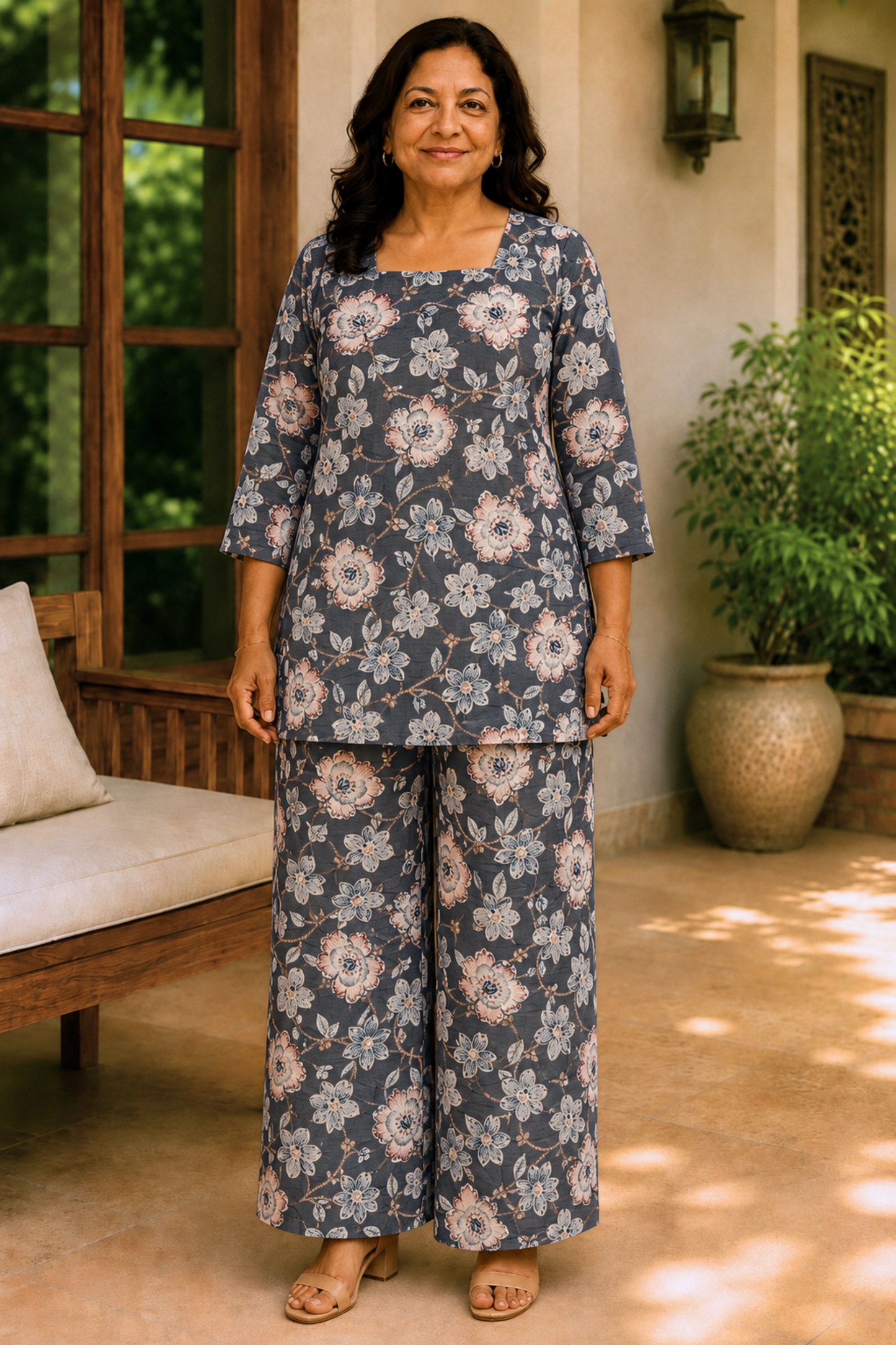 Slate Botanica Floral Rayon Co-ord Set