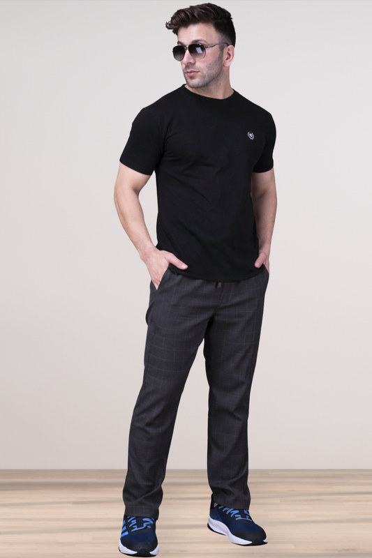 Smoke Black Checked Track Pants