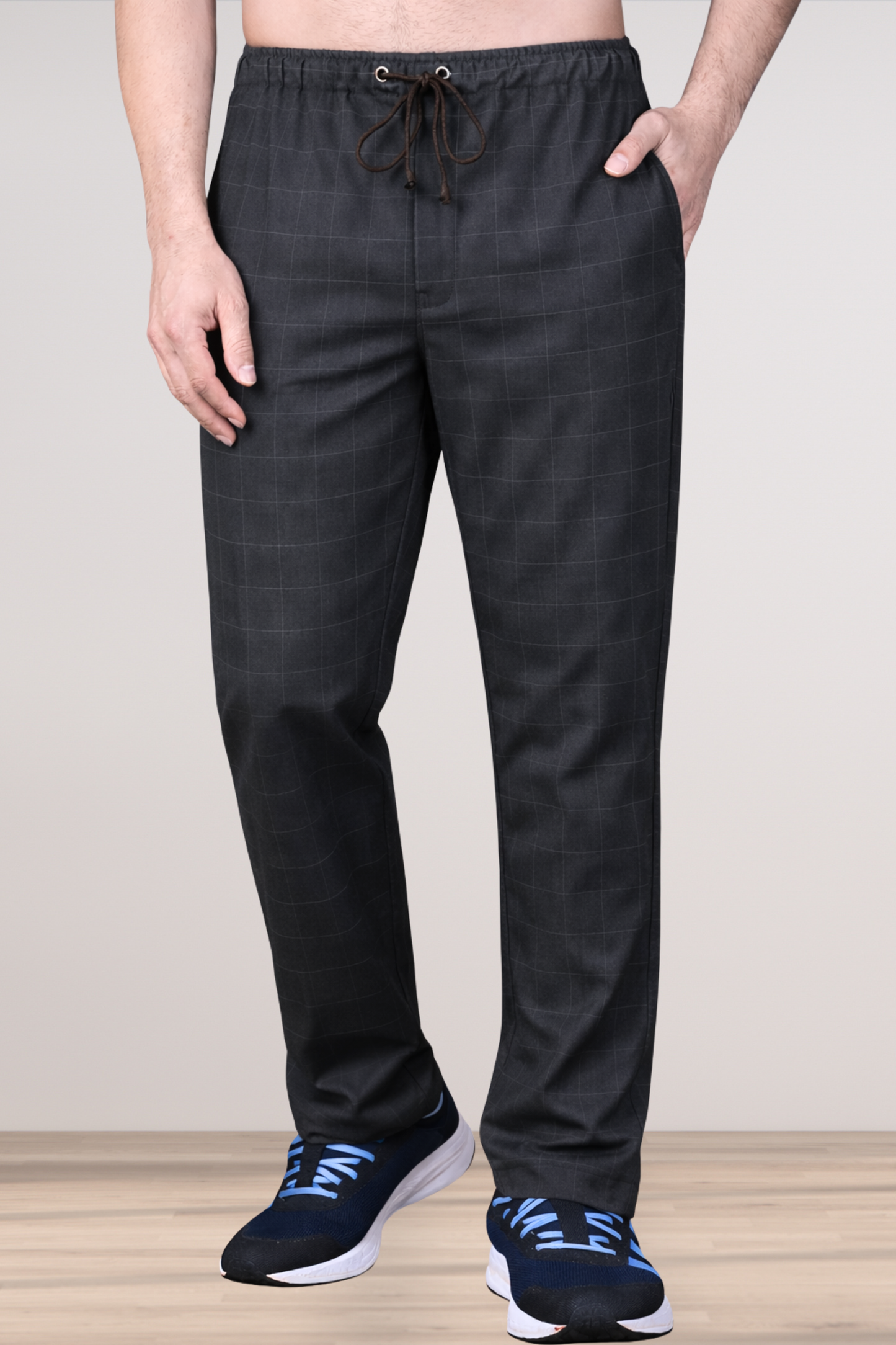 Smoke Black Checked Track Pants