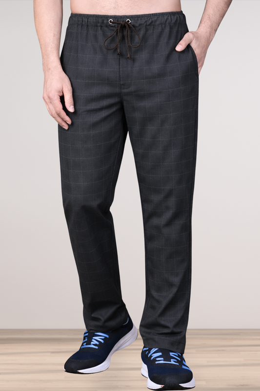 Smoke Black Checked Track Pants