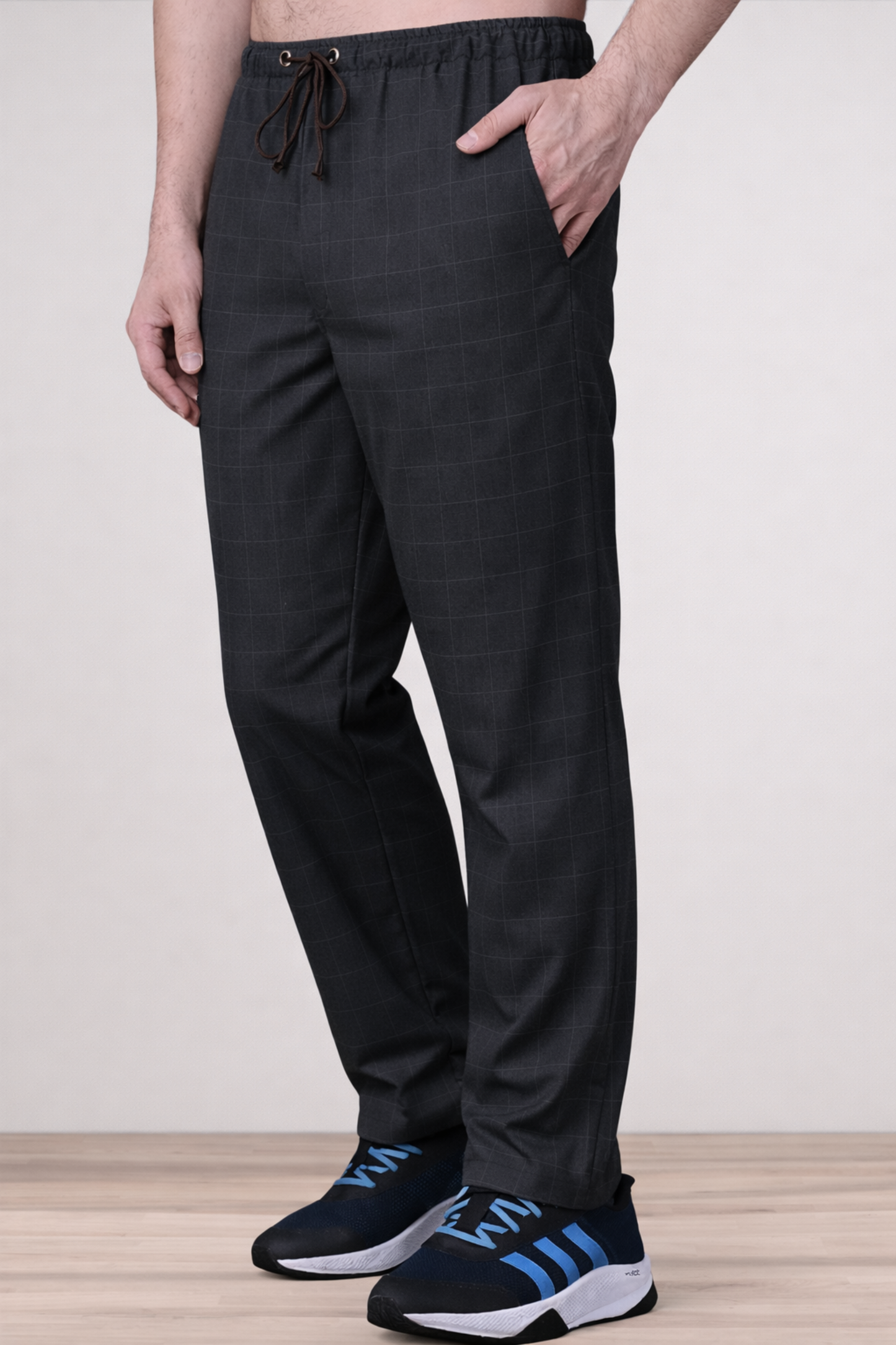 Smoke Black Checked Track Pants