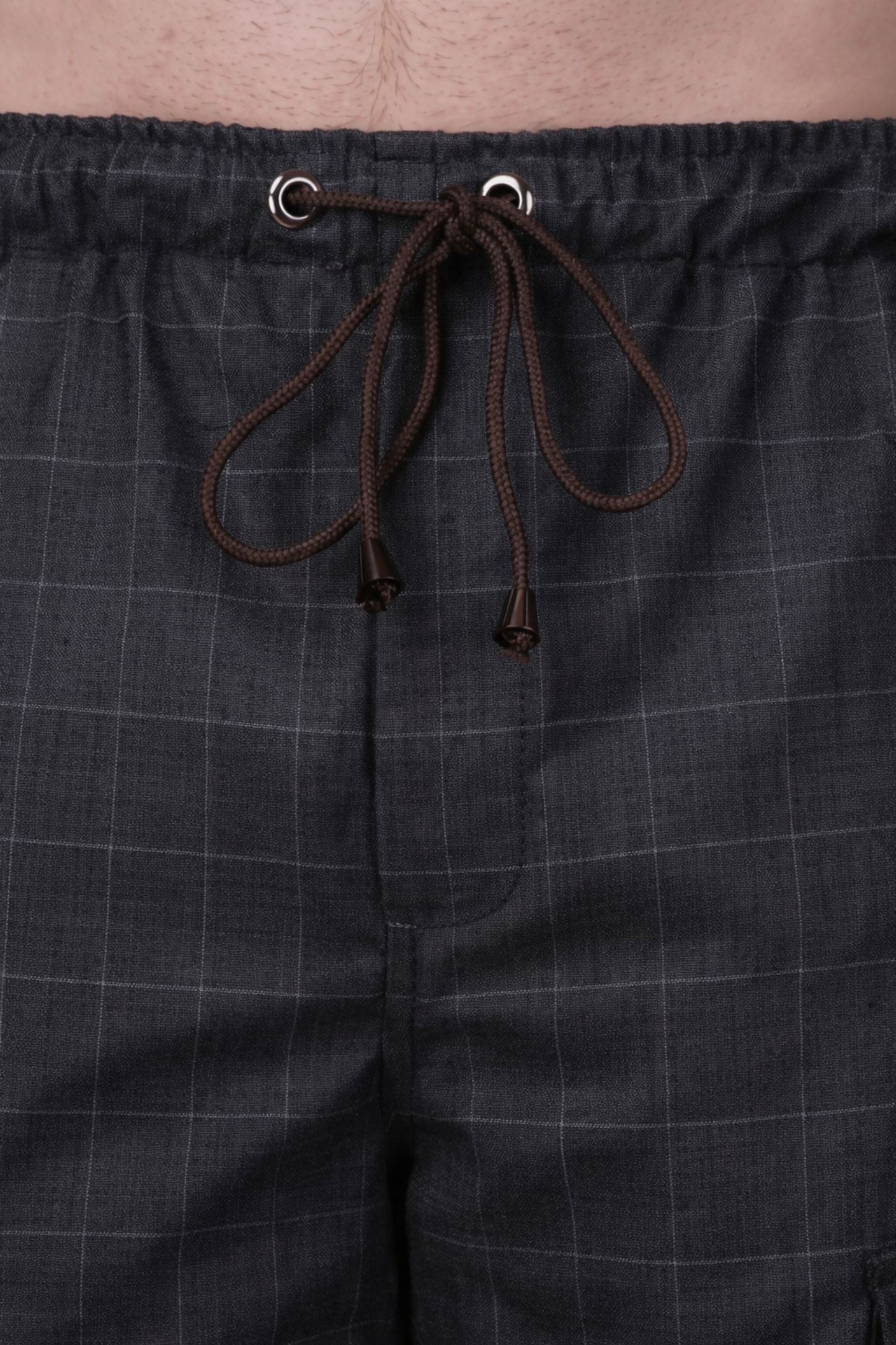 Smoke Black Checked Stretch Cargo