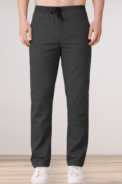 Smoke Black Cotton Track Pants