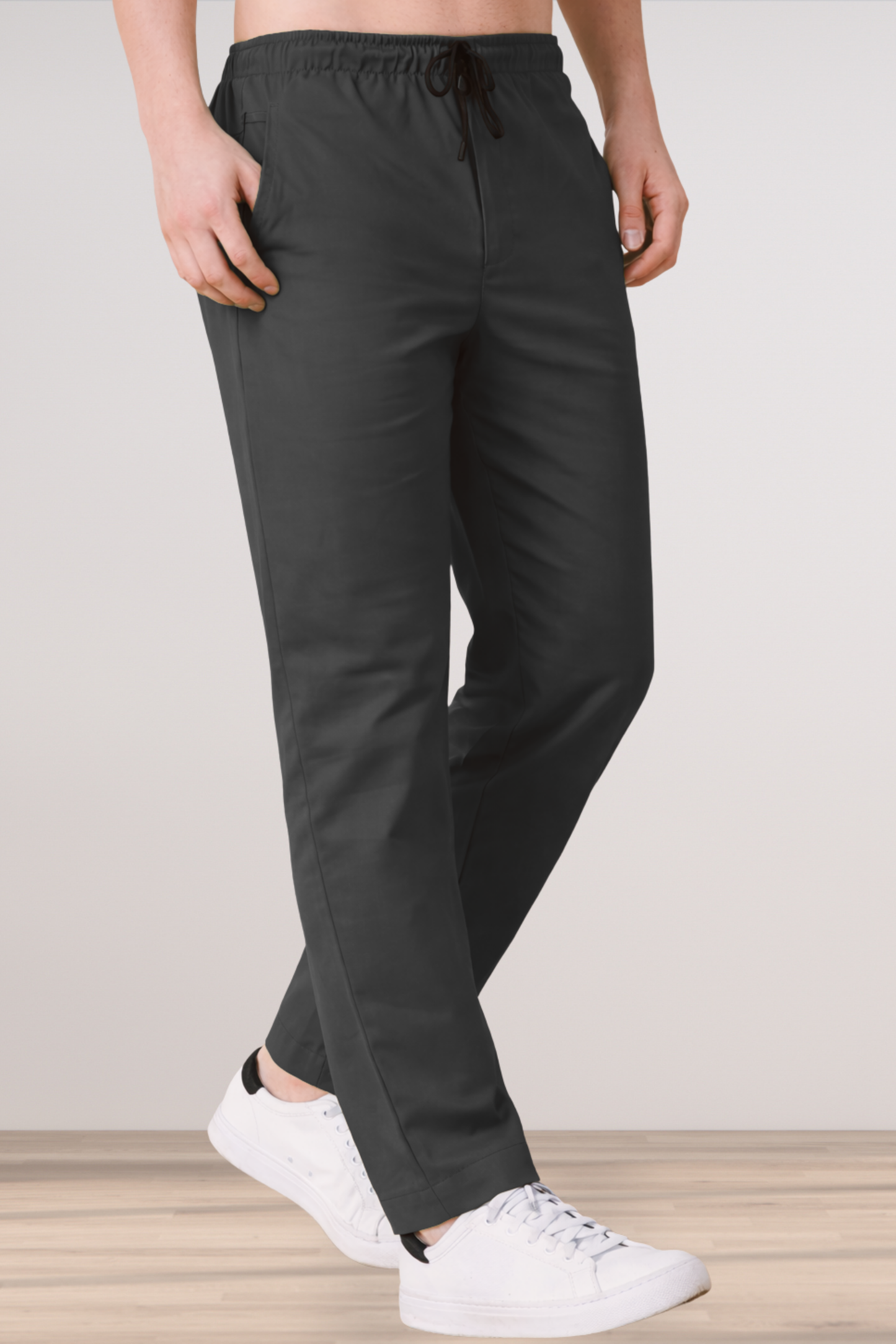 Smoke Black Cotton Track Pants