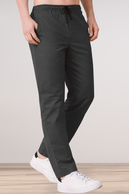 Smoke Black Cotton Track Pants