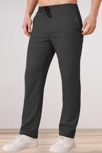 Smoke Black Cotton Track Pants