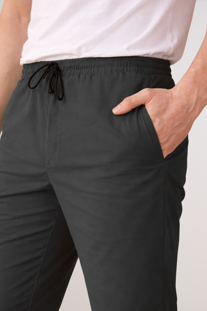 Smoke Black Cotton Cargo Pants