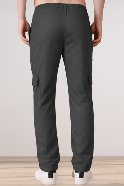 Smoke Black Cotton Cargo Pants