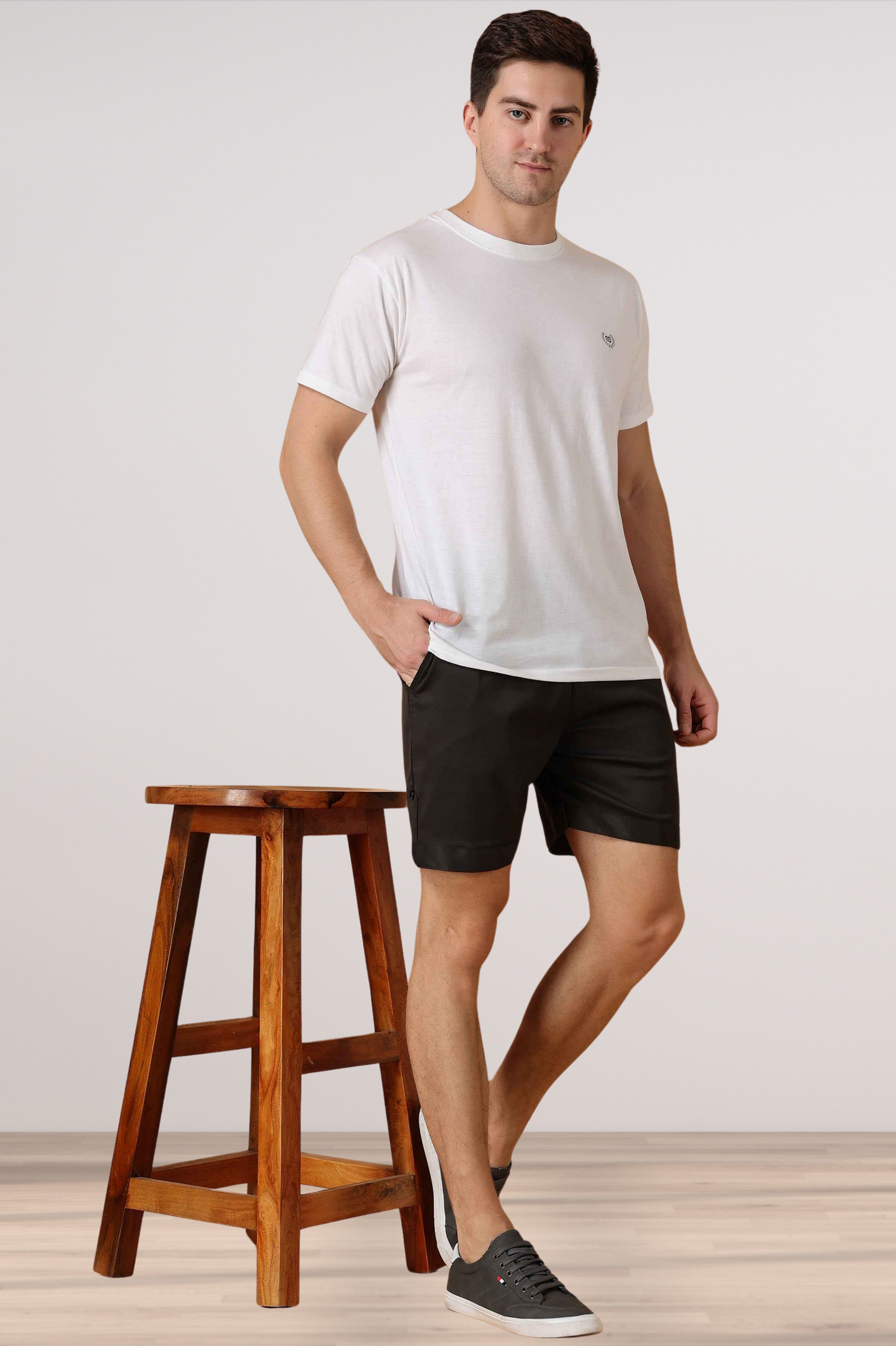 Smoke Black Cotton Lycra Shorts