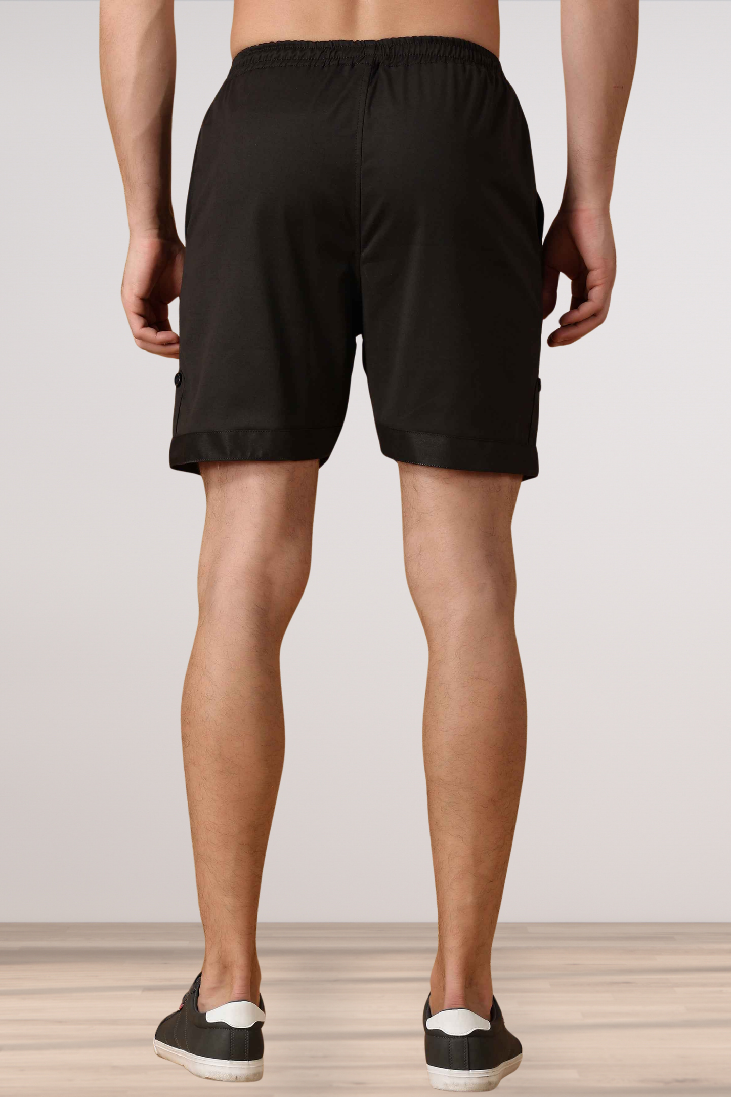 Smoke Black Cotton Lycra Shorts