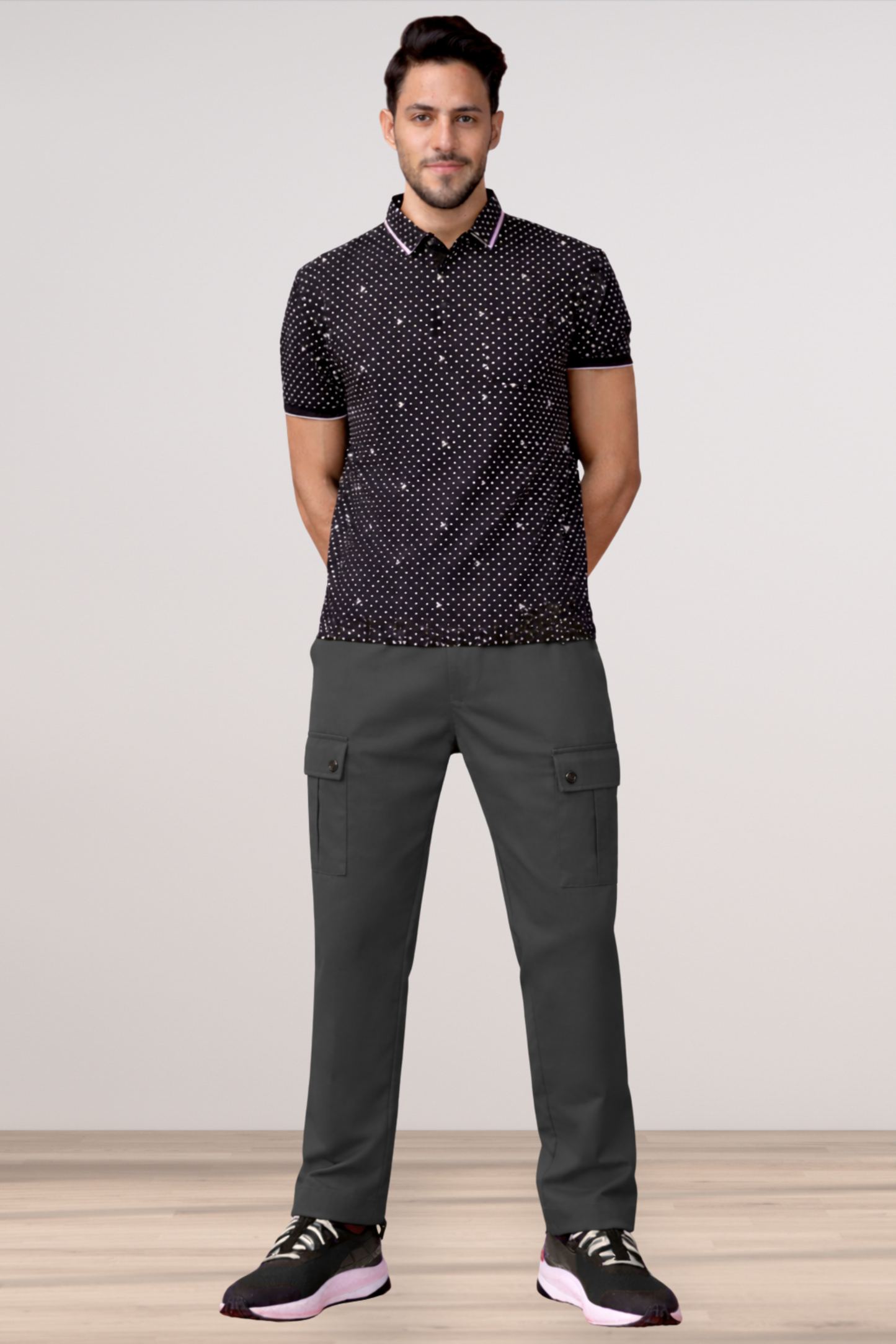Smoke Black Stretch Cargo Pants