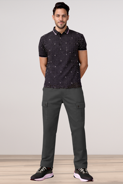 Smoke Black Stretch Cargo Pants
