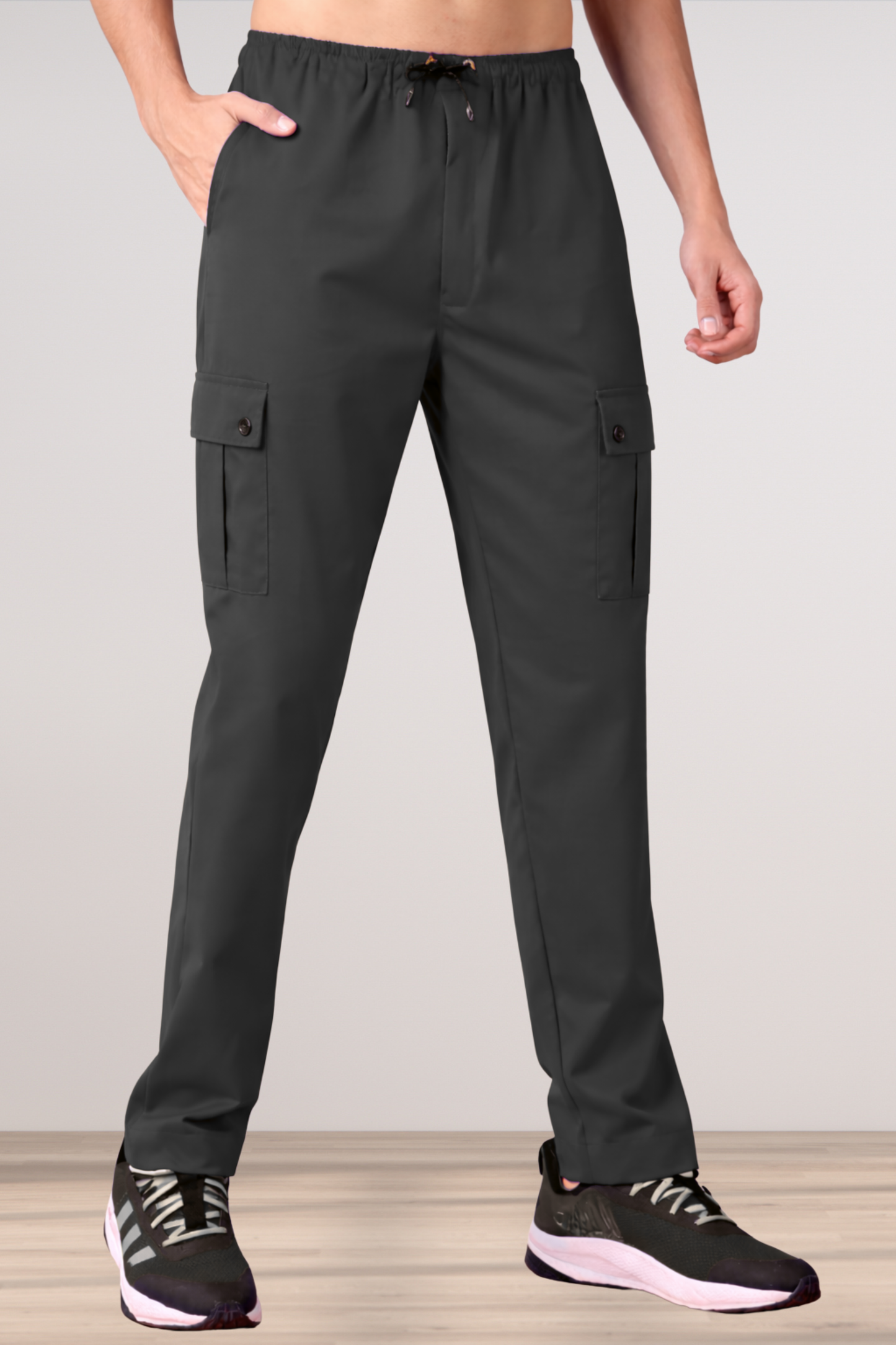 Smoke Black Stretch Cargo Pants
