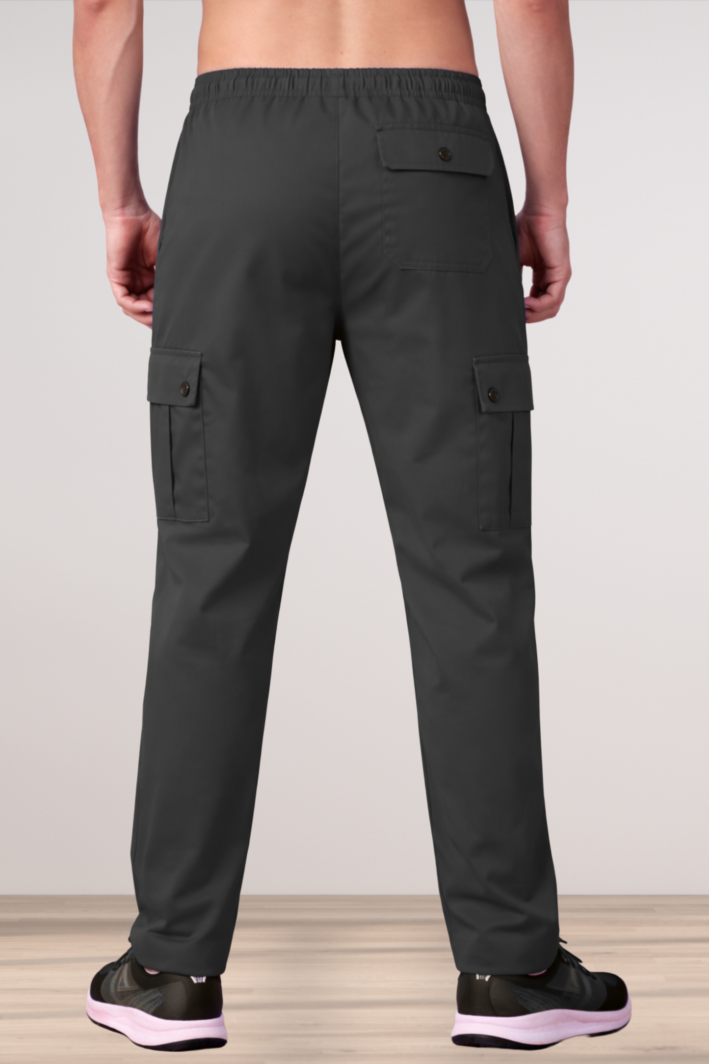 Smoke Black Stretch Cargo Pants