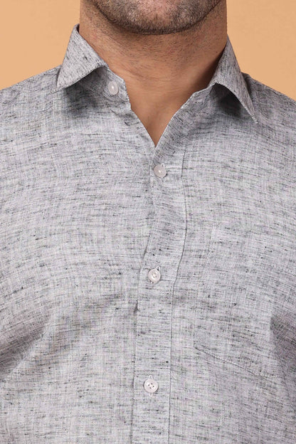 Buy Plus Size ​Smoke Grey Textured Cotton Shirt At Apella | Sizes XS to 10 XL | India | Free Delivery | Customized