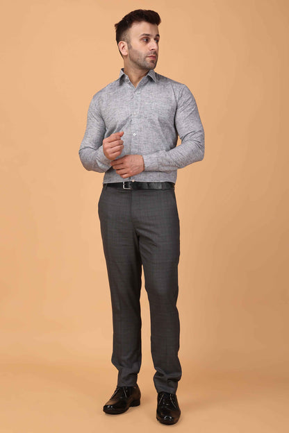 Buy Plus Size ​Smoke Grey Textured Cotton Shirt At Apella | Sizes XS to 10 XL | India | Free Delivery | Customized