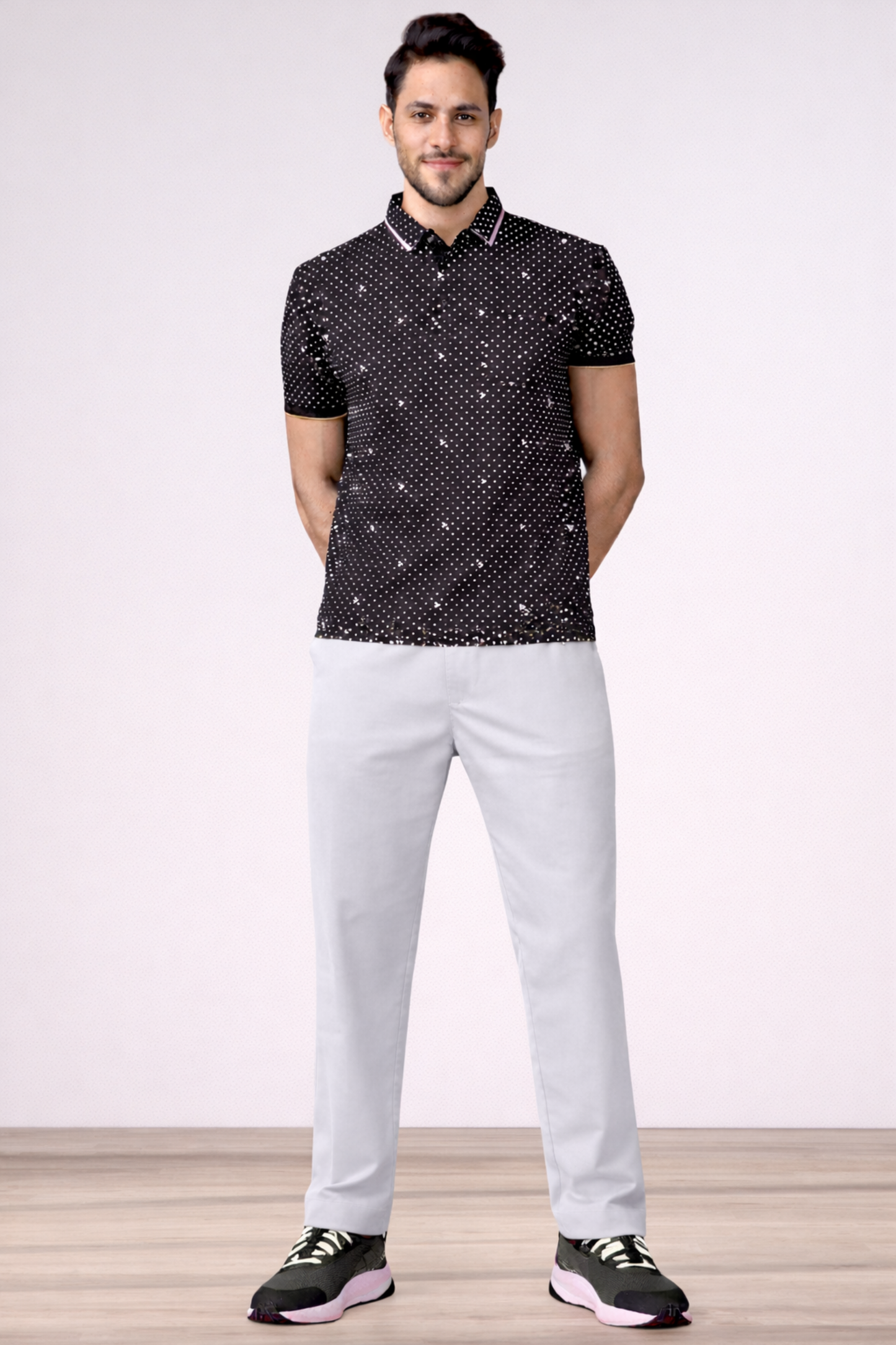Soft Grey Textured Stretch Cargo - 2 Pocket
