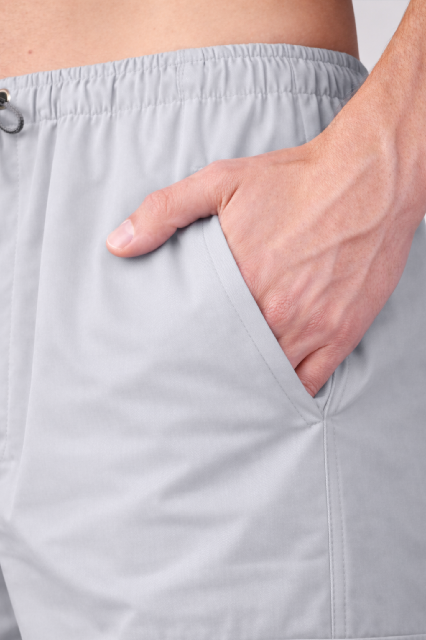 Soft Grey Textured Stretch Cargo - 2 Pocket