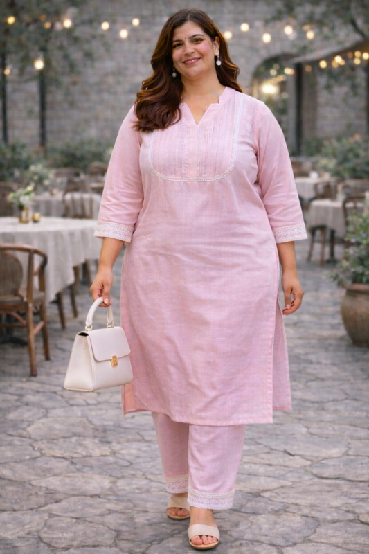 Soft Pink Kota Co-ord Set