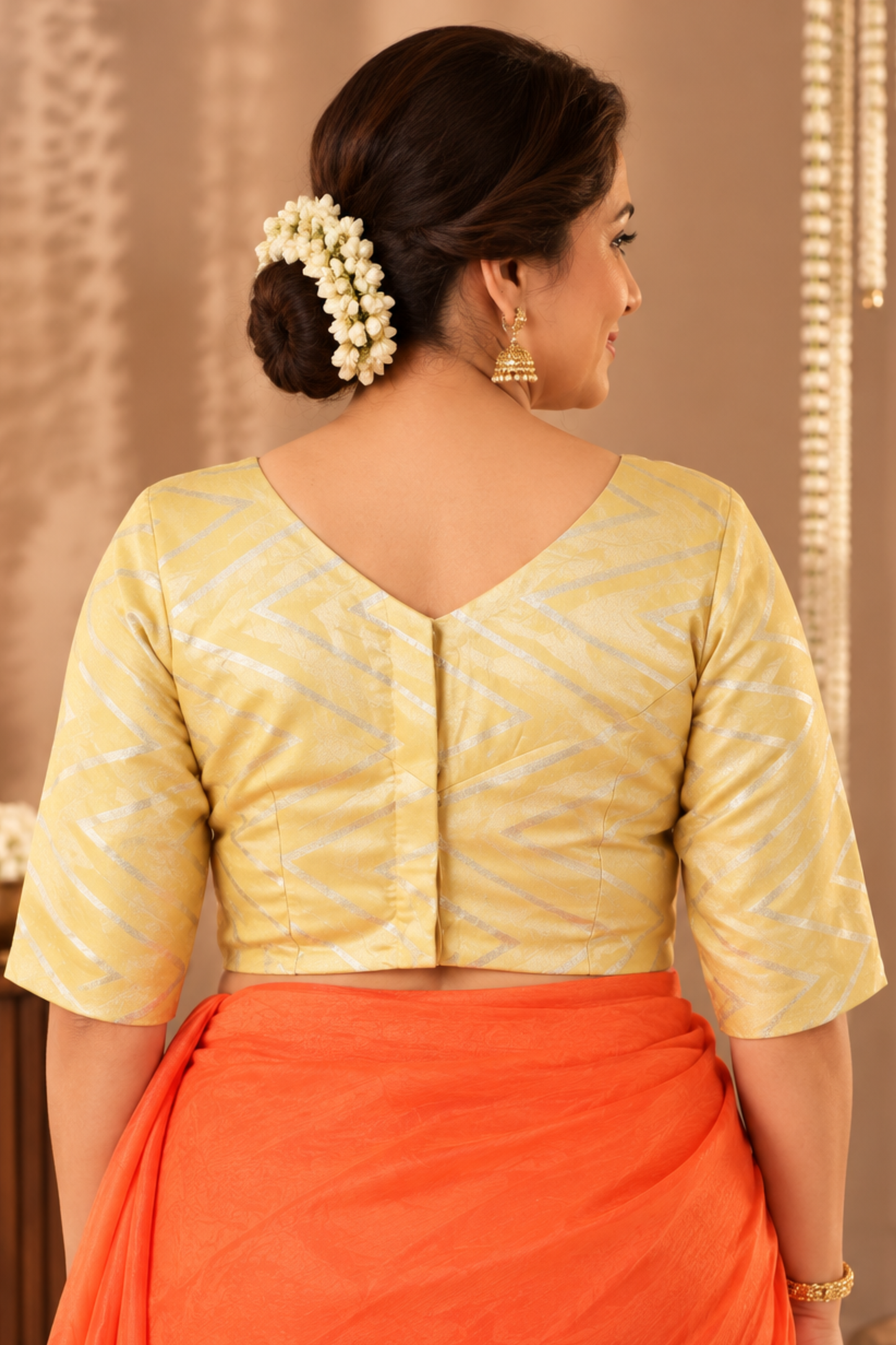 Soft Beige Sparkle Silk Blouse