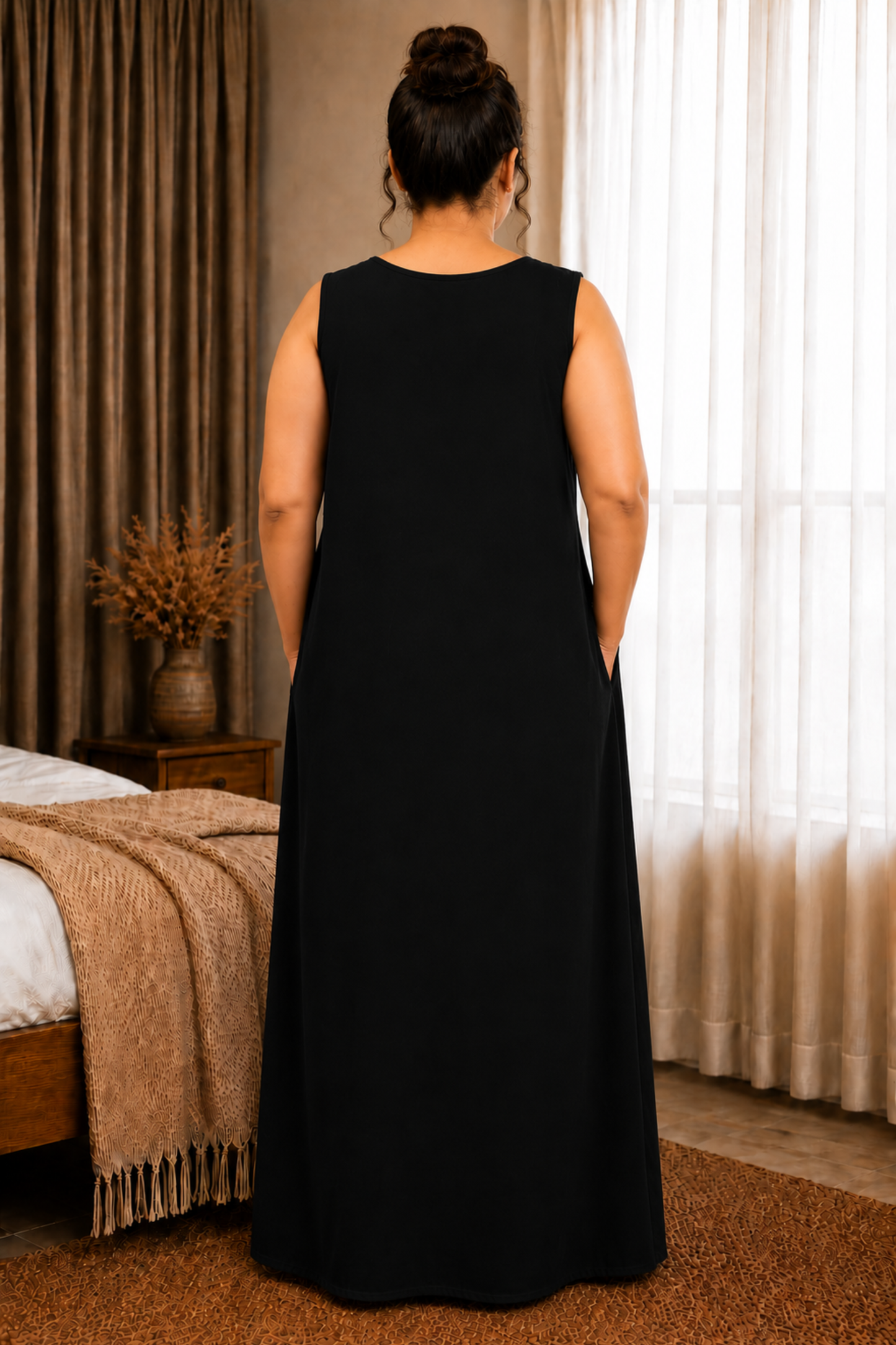 Midnight Black Rayon Night Gown