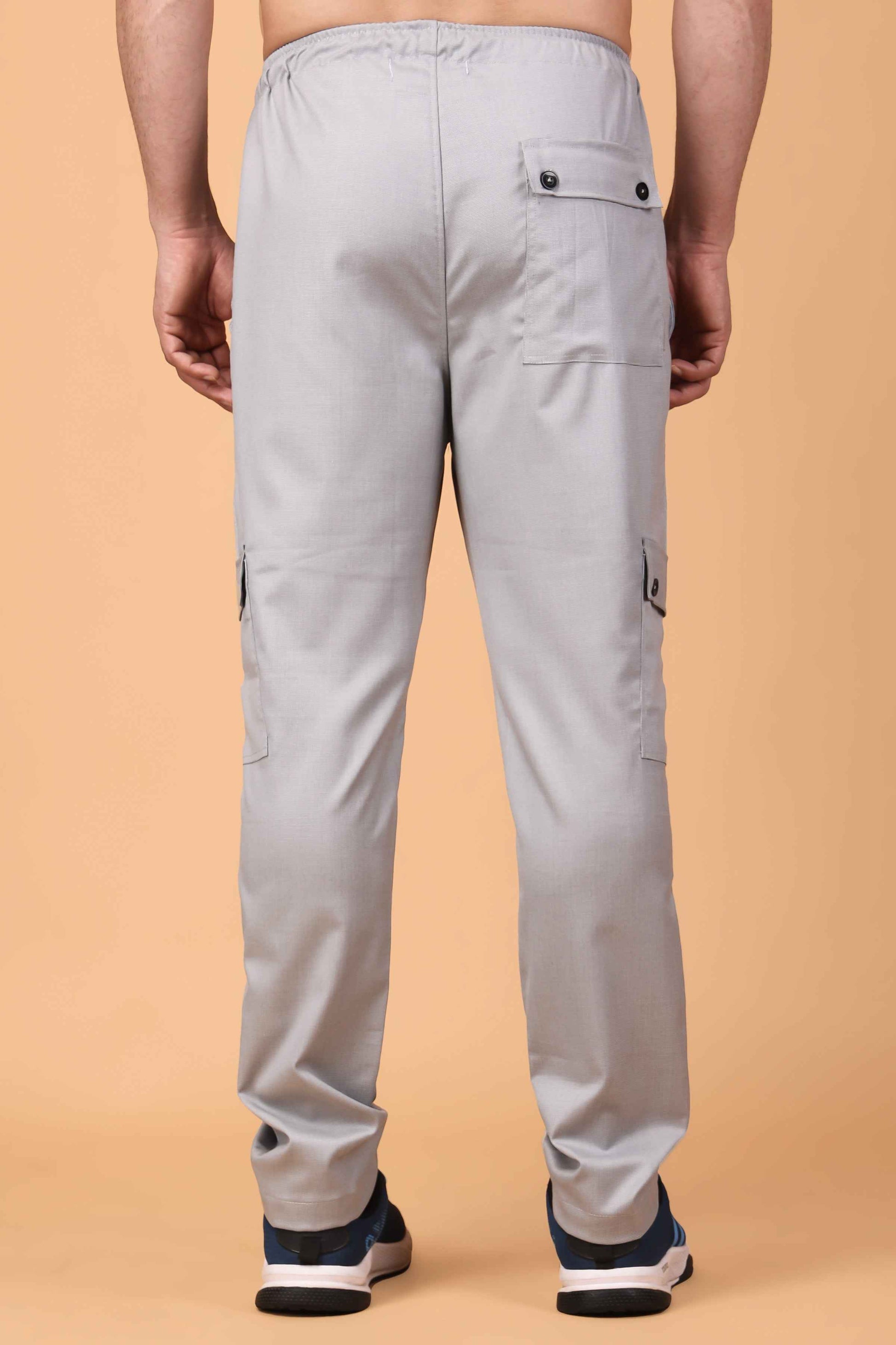 Buy Plus Size ​Solid Grey Textured Stretch Cargo At Apella | Sizes XS to 10 XL | India | Free Delivery | Customized